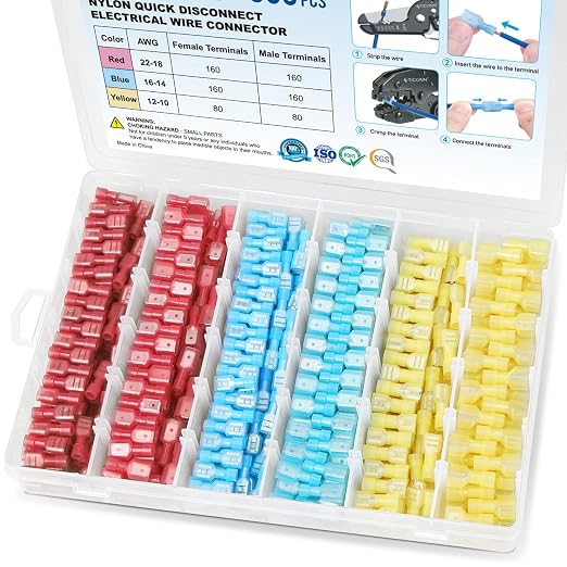 TICONN 800 Pcs Nylon Spade Quick Disconnect Connectors Kit, Electrical by TICONN
