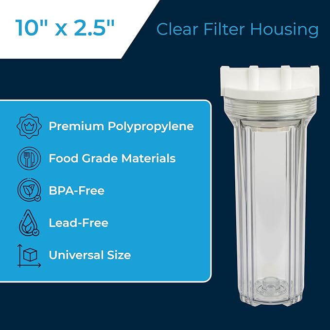 SpiroPure Clear Water Filter Housing 10 inch / 2.5 x 10 / 158117 Transparent - Image 2