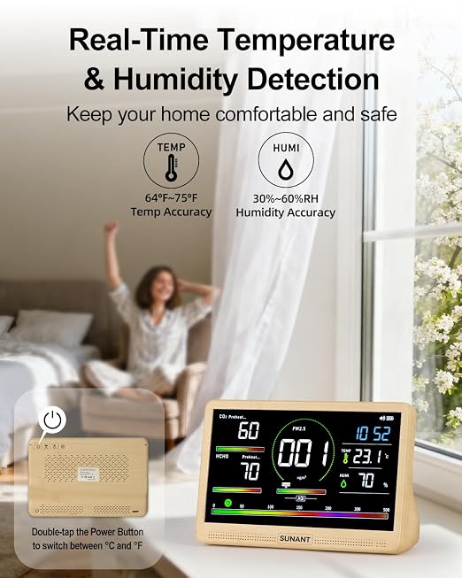 16-in-1 Air Quality Monitor Indoor, Real Time CO2, Formaldehyde, Temperature & - Image 5