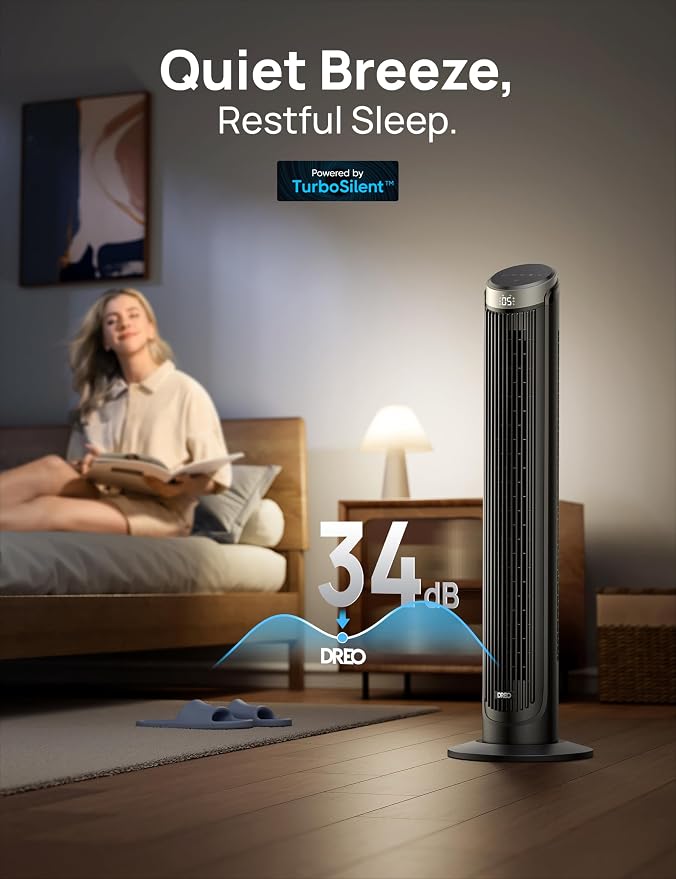 DREO Tower Fan for Bedroom, 90° Oscillating Fans that Blow Cold Air, 5 Speeds - Image 3