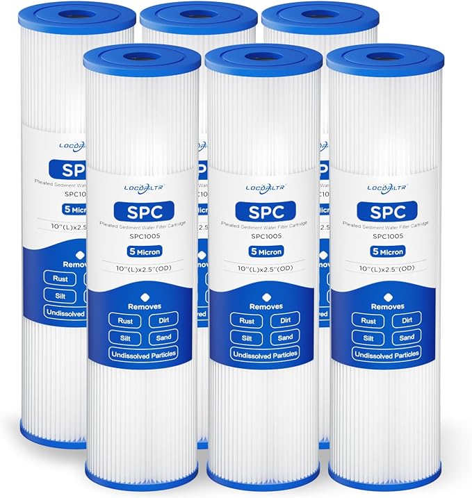 Whole House 5 Micron 10" x 2.5" Pleated Sediment Well Water Filter Cartridge by Locofiltr