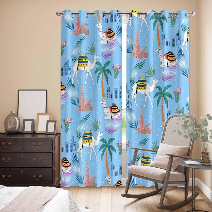 2 Panel Kitchen Cafe Curtains, Desert Landscape Sunlight Filtering Nature Air - Image 3