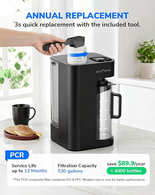 Ecoviva Mate 3 Countertop Reverse Osmosis Water Filter, 8-Stage RO Water - Image 5
