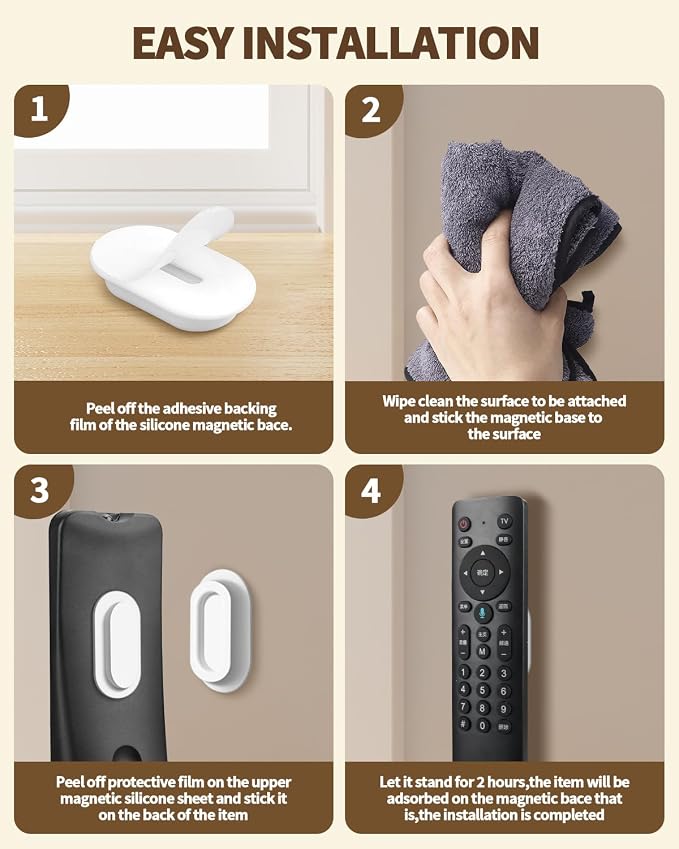 4 Pack Strong Magnetic Remote Control Holder, Self-Adhesive Silicone Remote - Image 6