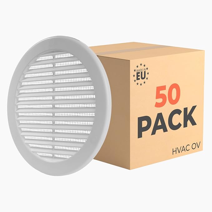 50-Pack 6" Round Air Vent Cover – White Plastic Soffit Air Vent Deflector by HVACOV