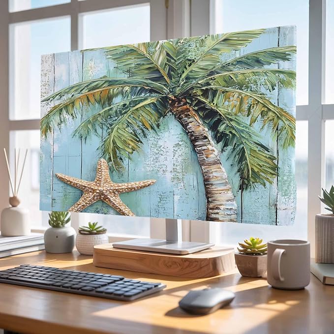 Summer Coconut Tree Starfish Indoor TV Cover, Elastic TV Screen Protector - Image 4