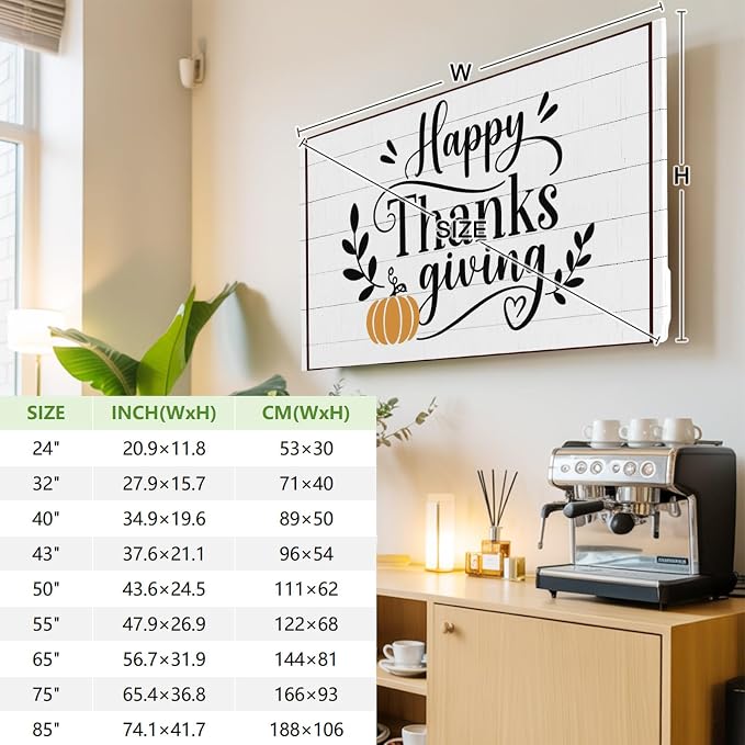 Happy Thanksgiving Words Indoor TV Cover, Elastic TV Screen Protector Farm - Image 3