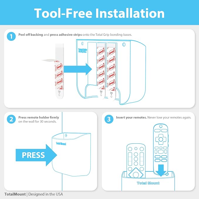 TotalMount Hole-Free Remote Holders – Eliminate Need to Drill Holes in Your Wall - Image 8