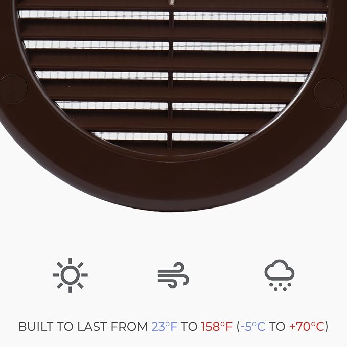 100-Pack 4" Round Air Vent Cover – Brown Plastic Soffit Air Vent Deflector - Image 5