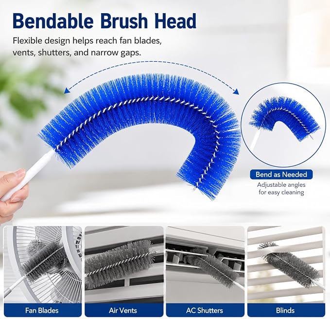 Fan Cleaning Brush, Bendable Microfiber Head, Reusable Dust Remover, Fan - Image 3