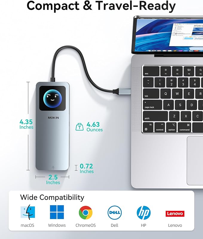 MOKiN LCD USB C Docking Station Dual Monitor, 12 in 1 Laptop Docking Station - Image 9