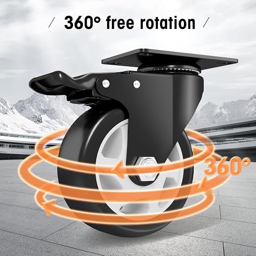 Casters, Top Plate Swivel Wheels, Locking Casters - Image 3