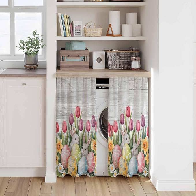 Easter Kitchen Curtains 45 Inch Long 2 Panel Set, Rod Pocket Window Treatment - Image 7