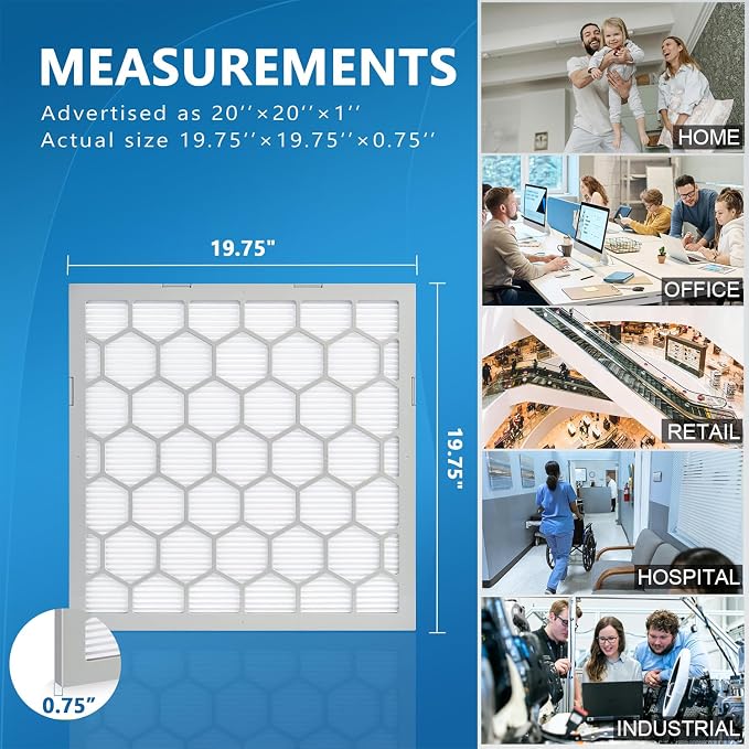 20x20x1 MERV 13 Air Filter, AC Furnace Air Filter, Reusable ABS Plastic Frame - Image 3