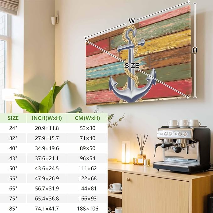 Nautical Anchor Marine Indoor TV Cover, Elastic TV Screen Protector Farm - Image 3