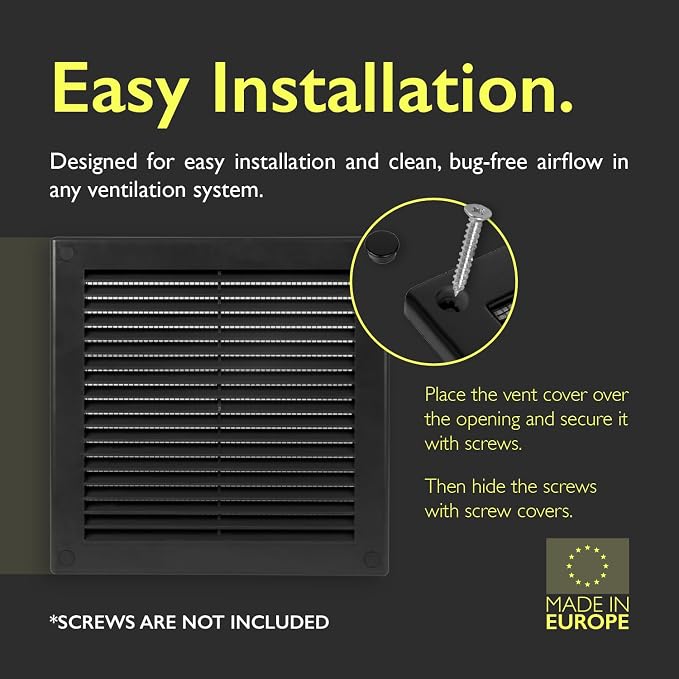8 x 8 Inch Black Air Vent Cover – Plastic Square Air Vent Grill Cover - Image 3