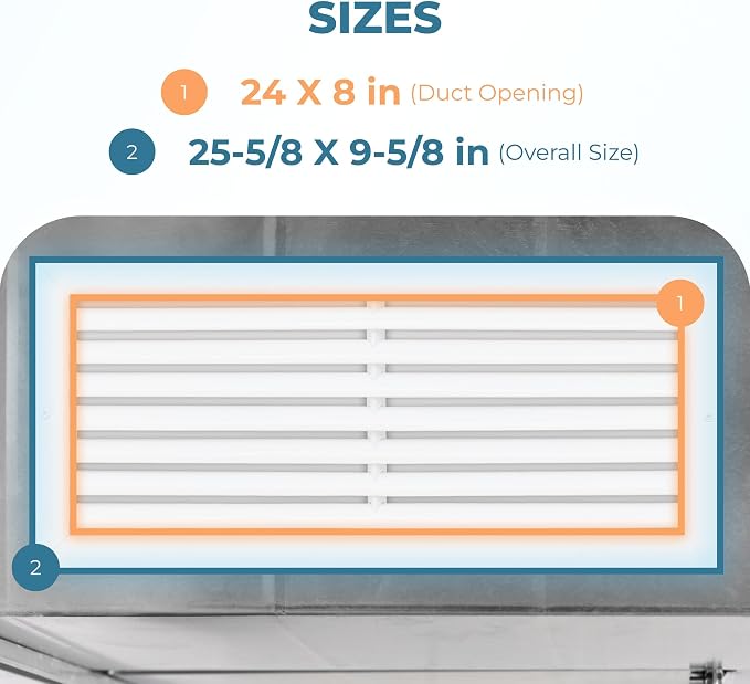 Rustproof 24x8 In Aluminum Vent Cover – Quiet Return Cold Air Grille - Image 3