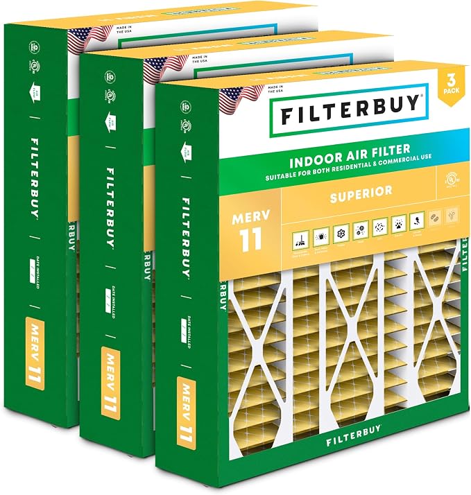 Filterbuy 20x25.25x3.5 Air Filter MERV 11 Superior Pet & Allergy Defense by Filterbuy