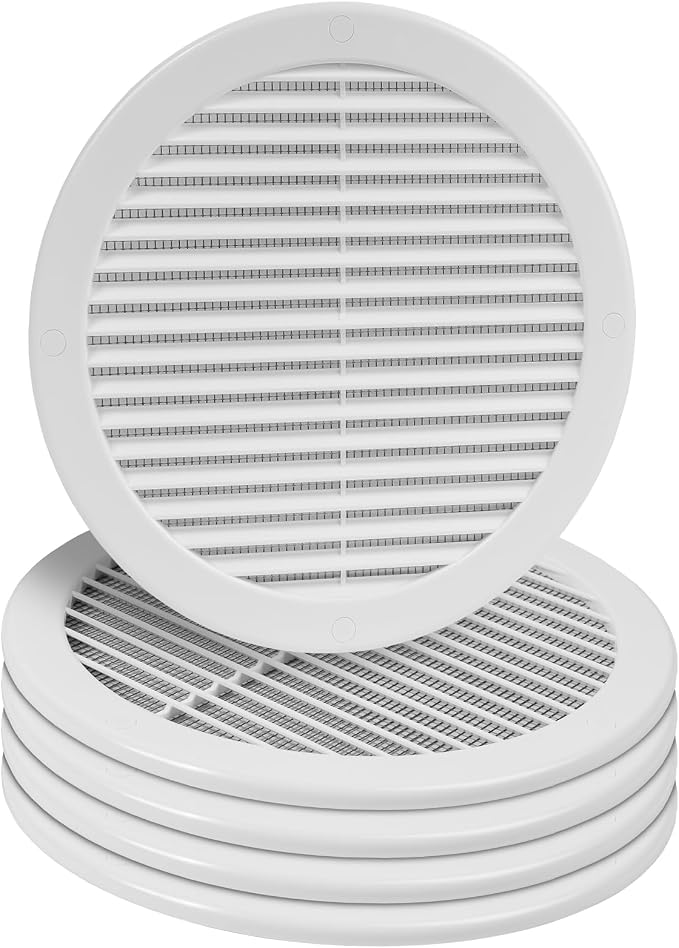 5-Pack 8" Round Air Vent Cover – White Plastic Soffit Air Vent Deflector by HVACOV