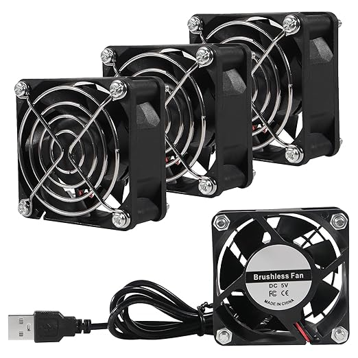 UMLIFE 4-Pack Quiet 60mm USB Fan Dual-Ball Bearings, 60mm x 60mm x 25mm 5V by UMLIFE