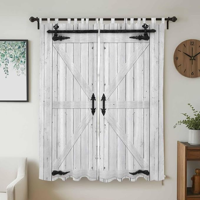 Farmhouse Wood Grain Living Room Curtains 96 Inch Length, Window Curtains Tab - Image 2