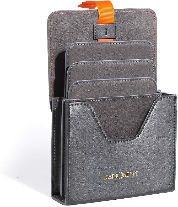 K&F Concept Lens Filter Case 4 Pocket, Leather Carrying Filters Bag Pouch by KFCONCEPT