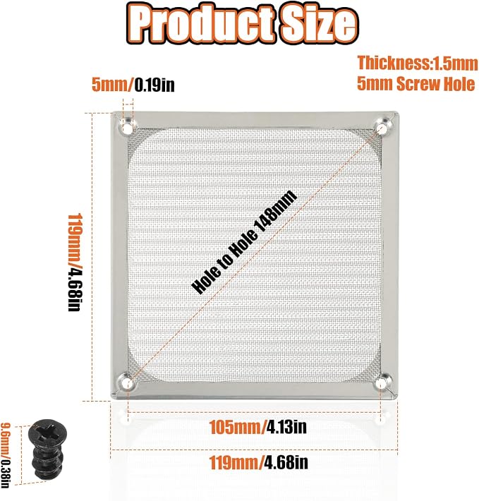 2Pack 120 x 120mm Computer Fan Filter Grills Dust Mesh Magnetic Frame PC Case - Image 2