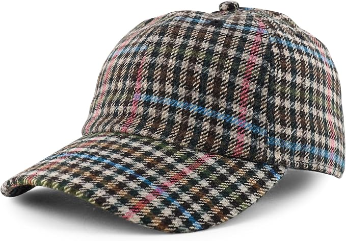 Trendy Apparel Shop Plaid Checker Wool Blend Unstructured Baseball Cap by TrendyApparel