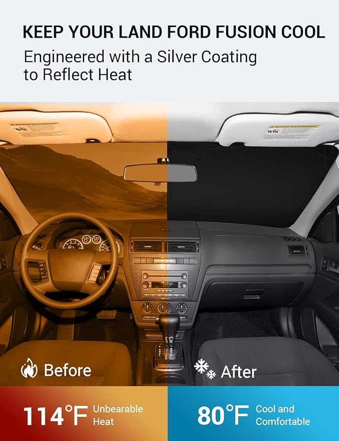 Proadsy 2026 Upgrade Windshield Sun Shade Custom Fit 2006-2012 Ford Fusion - Image 3