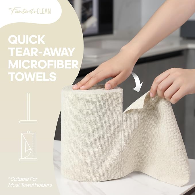 Fantasticlean Microfiber Cleaning Cloth Roll -60 Pack, Tear Away Paperless - Image 2