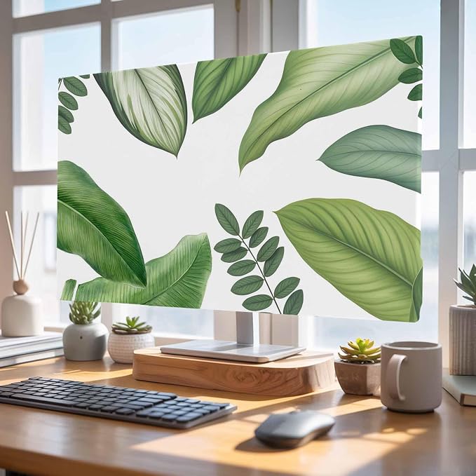 Rustic Green Leaf Indoor TV Cover, Elastic TV Screen Protector Watercolor - Image 4