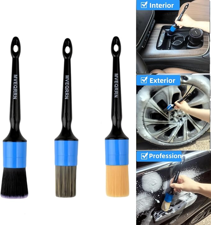 6pcs Car Detailing Brush Set-2pcs Boars Hair Car Detailing Brushes, Leather - Image 4
