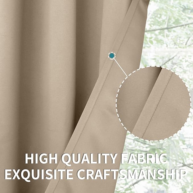 BGment Blackout Curtains - Grommet Thermal Insulated Room Darkening Bedroom and Living Room Curtains, Set of 2 Panels (46 x 63 Inch, Sand)