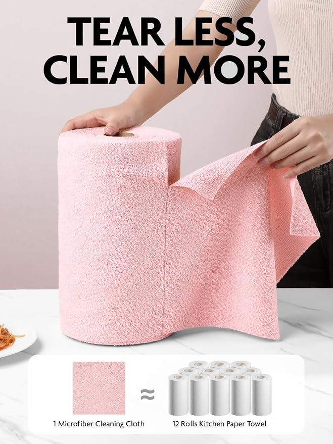 Fantasticlean Microfiber Cleaning Cloth Roll -40 Pack, Tear Away Microfiber - Image 2