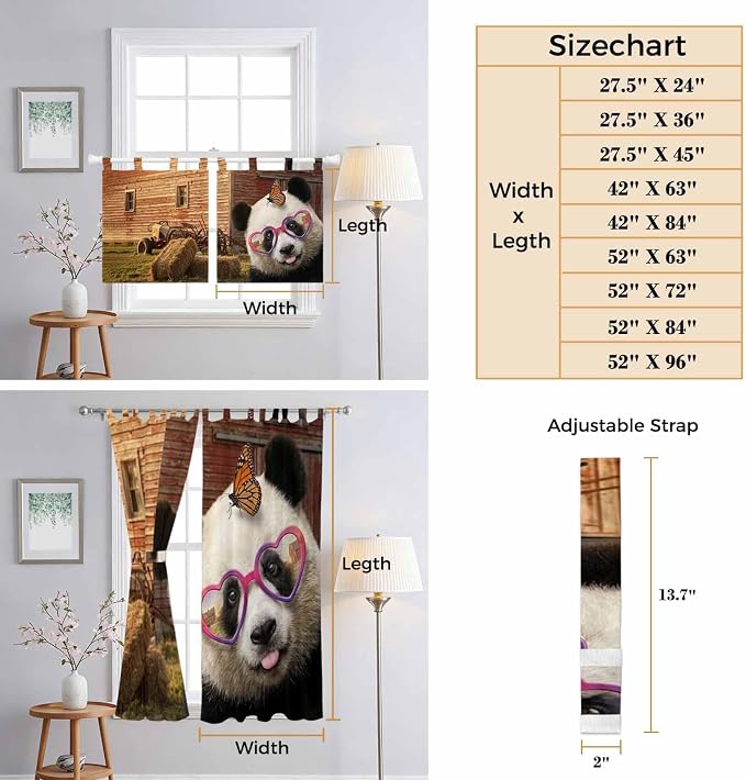 Farm Panda Living Room Curtains 96 Inch Length, Window Curtains Tab Top - Image 8