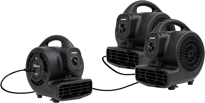 XPOWER P-80A Mini Mighty 138 W 600 CFM Centrifugal Air Mover, Carpet Dryer - Image 6