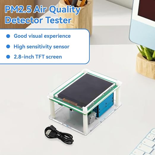 Portable Air Quality Monitor Indoor, 2.8in PM1.0, PM10.0 Air Quality Tester - Image 4