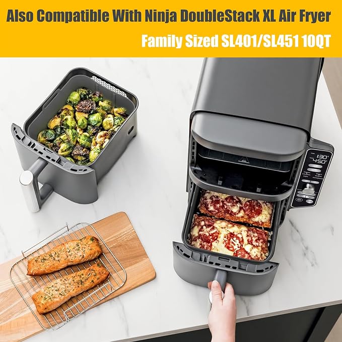 2PCs Air Fryer Silicone Liners for Ninja Foodi DualZone XL 2-Basket DZ550 - Image 3