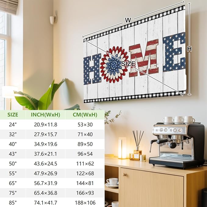 Farmhouse HOME Letters Flower Indoor TV Cover, Elastic TV Screen Protector - Image 3
