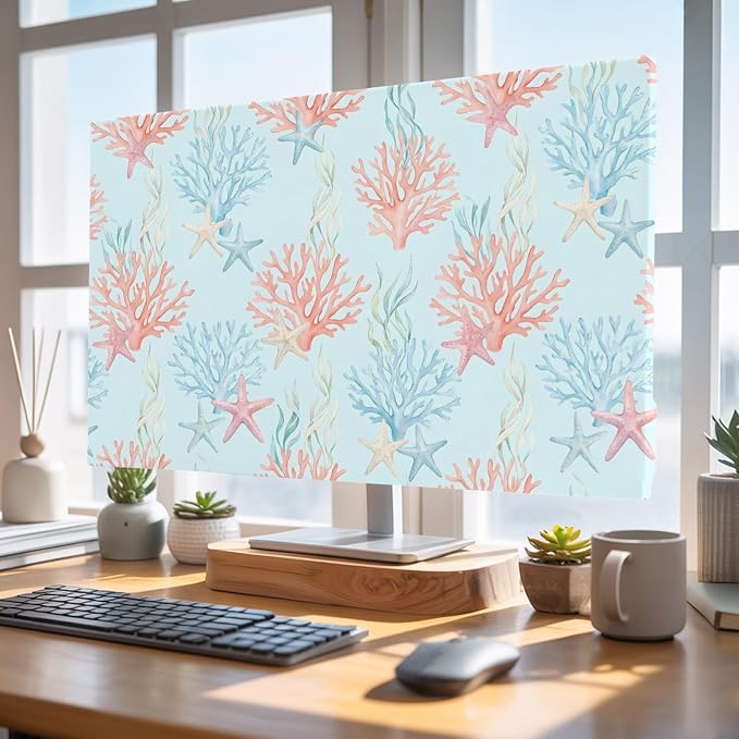 Watercolor Ocean Starfish Coral Indoor TV Cover, Elastic TV Screen Protector - Image 4