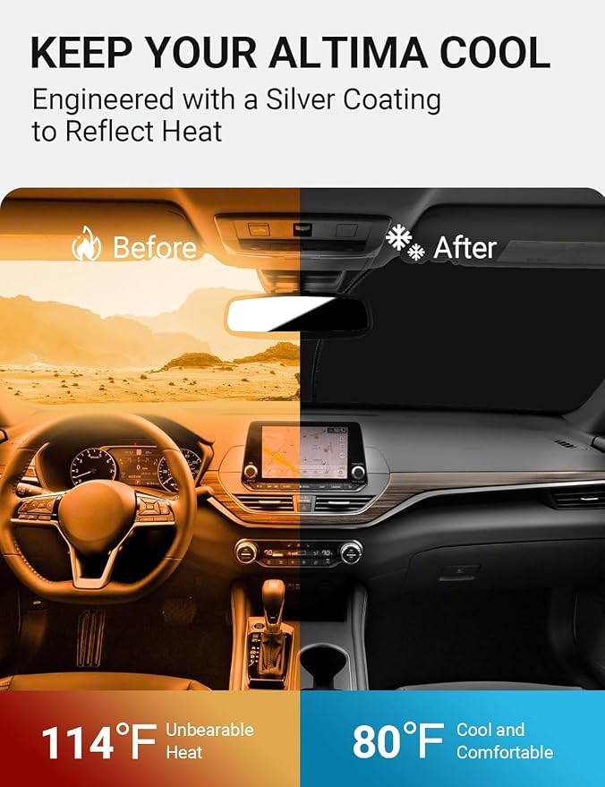 Proadsy Windshield Sun Shade for Nissan Altima 2019-2025 2026 4-Layer Foldable - Image 3