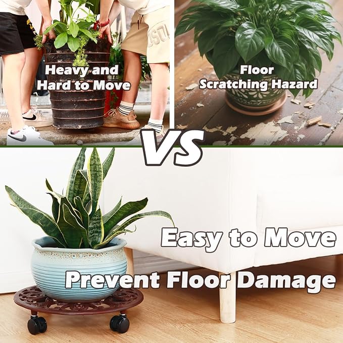 3 Packs 14 Inch Rolling Plant Stand - Image 2