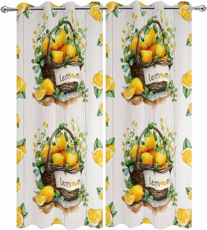 Lemon Outdoor Curtains for Patio Lemons Baskets Summer Tropical Plant Wood - Image 9