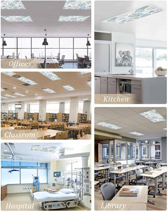 3 Pack Fluorescent Light Cover for Classroom Ceiling Light, Nautical Coastal - Image 5