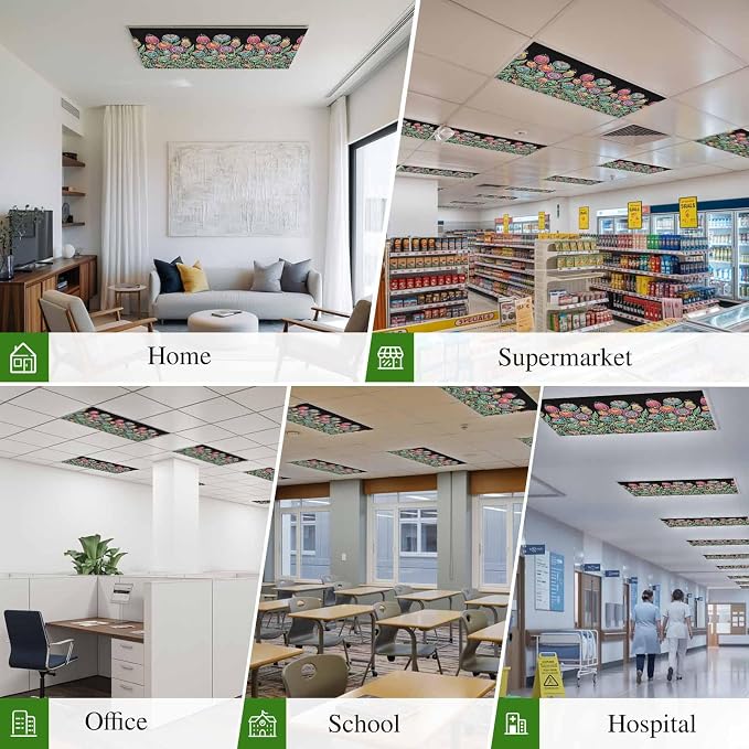 Fluorescent Light Covers for Ceiling Lights Colorful Flowers Magnetic Light - Image 6