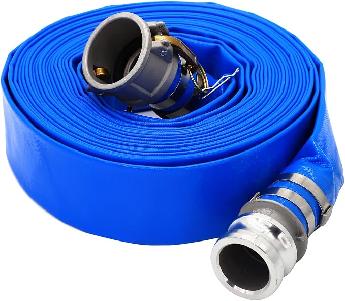 DAVCO 3" ID × 50 ft Pool Backwash Hose, Heavy Duty Reinforced Blue PVC Lay Flat by DAVCO