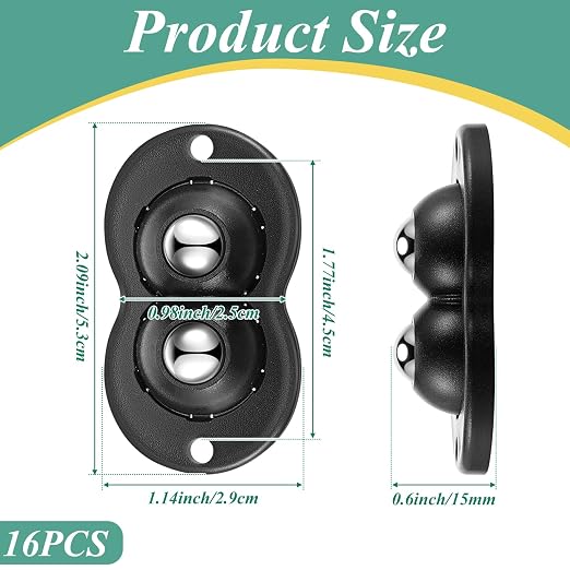 Leumoi 16 Pcs Self Adhesive Appliance Wheels, 360° Swivel Mini Casters - Image 2