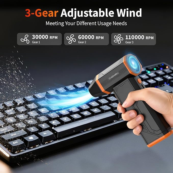 Compressed Air Duster, 110000RPM Super Power Cordless Electric Air Duster - Image 3