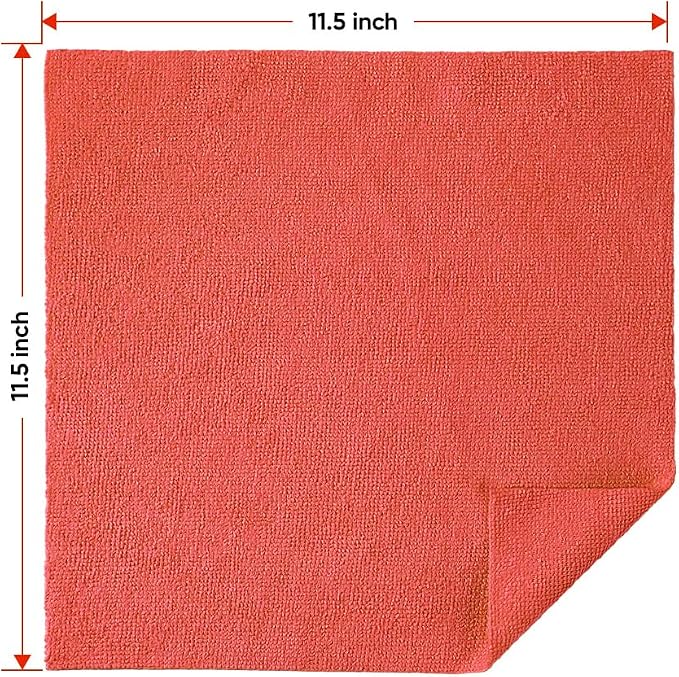 HOMEXCEL Red Shop Towels 100 Pack, Reusable Microfiber Cleaning Cloth Bulk - Image 5