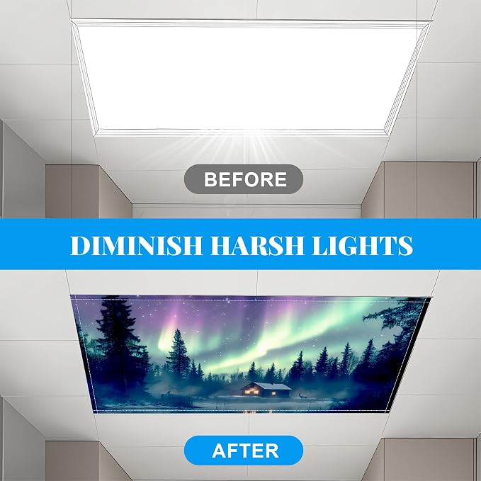 Fluorescent Light Covers-2 Pack 4 x 2 Feet Magnetic Ceiling Light Cover Room - Image 5